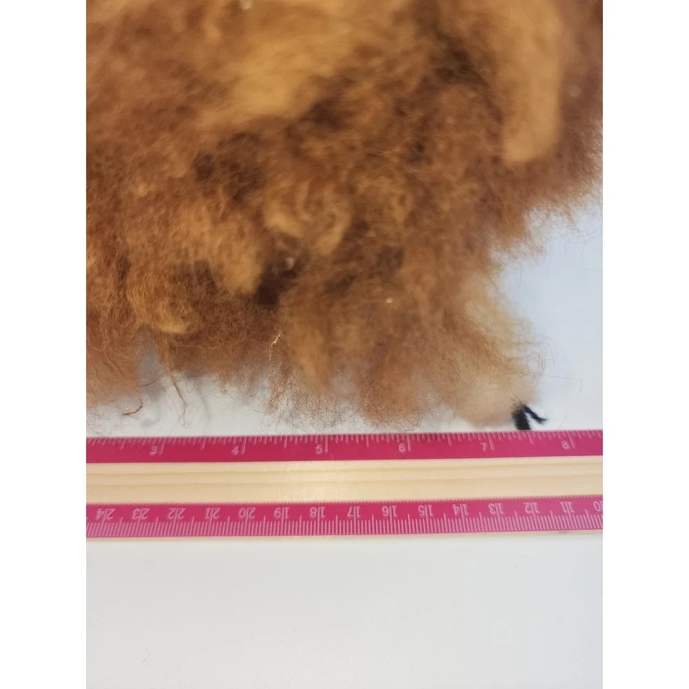 Vintage Handmade Alpaca Wool Llama Figurine Brown Shaggy Folk Art Plush 8.5